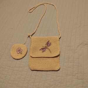 Knitted / embroidered small crossbody bag